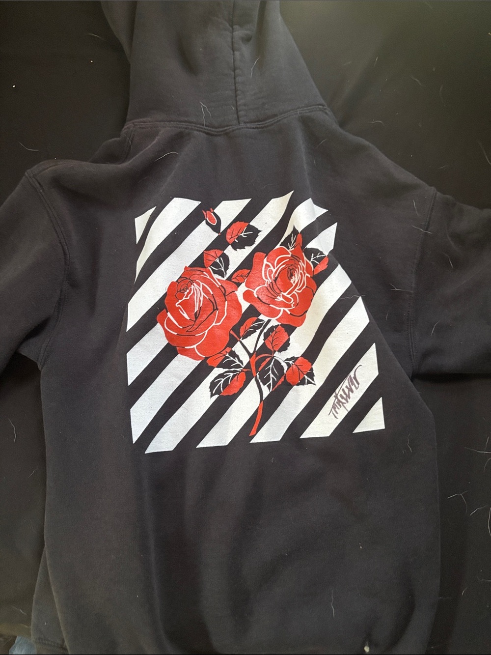 Artist Union Clothing Co.Black Hoodie with Red Rose Graphic sign